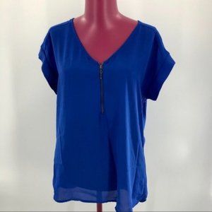 My Michelle Zip Front Blouse sz S